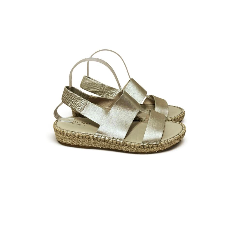 Cole Haan Women’s Size 7.5 Cloudfeel Espadrille Sandals Leather Gold Metallic